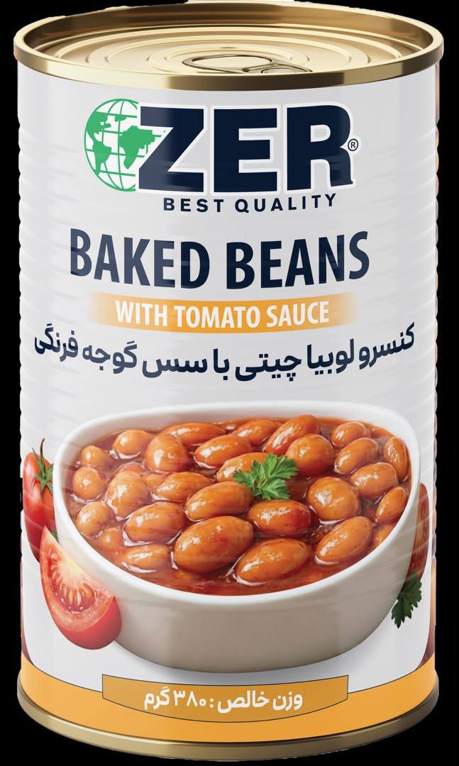 کنسرو لوبيا با سس گوجه فرنگي 380 گرمي 12 عددي - ZER