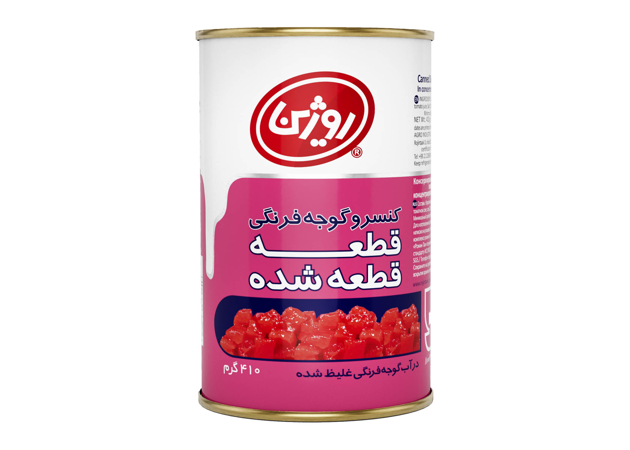 کنسرو گوجه فرنگي قطعه قطعه شده (دايس) 410 گرمي 12ع - روژين 